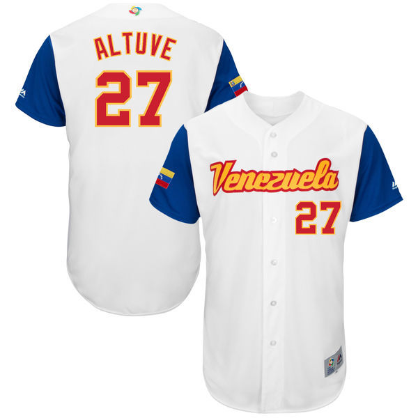 customized Men Venezuela Baseball #27 Jose Altuve White 2017 World Baseball Classic Authentic Jersey->->MLB Jersey